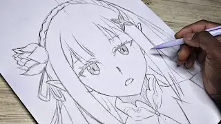How to draw Emilia for beginners step by step tutorial
