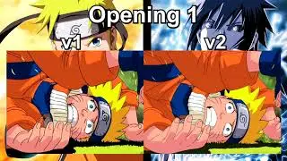 Naruto - Opening 1 Comparison - Versions 1-2 (HD - 60 fps)