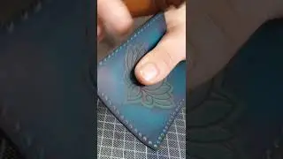 Pocket sized leather wallet  #leathercraft #smallbusiness #blue