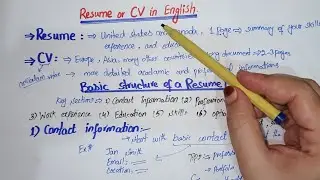 How to Write Professional Resume or CV for Job Interview in English Grammar.Resume vs CV,Do’s,Don’ts