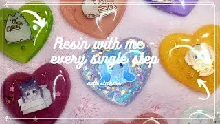 Resin hearts with stickers and glitter | 1# Resin with me | with every single step!