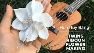 DIY Ribbon Flower Making I Cách Làm Hoa Ruy Băng Siêu Dễ I Hoa Dã Quỳ Đôi I NhanDo Handmade