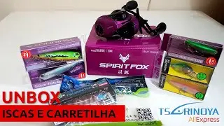 Unbox Carretilha e iscas Chinesas - Tsurinoya