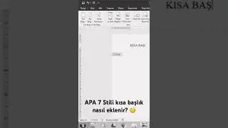 APA 7 Stili Kısa Başlık Nasıl Eklenir? 🧐 #apastili