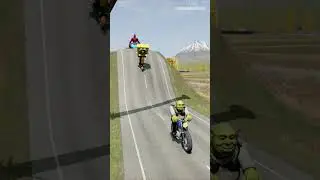 Funny Cars & Motorcycles Cross the Are Going Down the BIG HAMMER Baseball BAT in BeamNG.drive