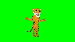 cartoon tiger || Full behaviour || green screen footage || no copyright
