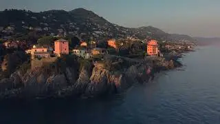 Genova Nervi - Porticciolo al tramonto vista drone