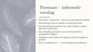 Stelwerk: Formele en informele verslag