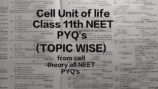 Cell unit of life class 11th biology NEET PYQ's -1 || topic wise NEET PYQ's  |  #neet #biology