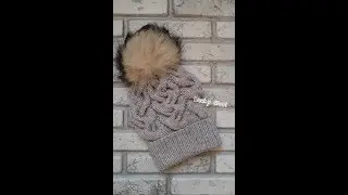 Зимняя шапка с объемными косами. Hat. Knitting