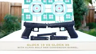 Glock 19 VS Glock 35 9mm conversion barrel. Accuracy test.