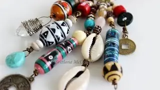 Hippie Beach Style Necklace Tribal Style jewerly Pendant and leather cord