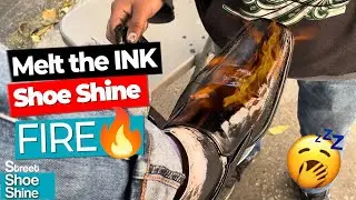 MELT the INK 👊👊 Best FIRE Shoe Shine Street Service in MEXICO #ASMR #shoeshine