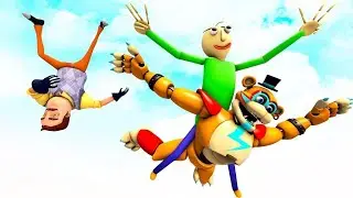 Hello Neighbor + FNAF + Baldi’s Basics: Ragdoll Falls - [GMOD] - Episode 124