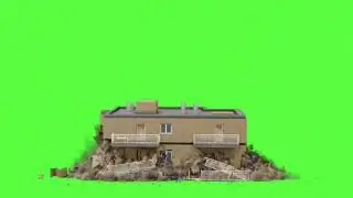 collapsed buildings green screen effect