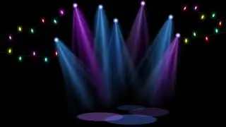 Beautiful spotlight and decoration light mix combination with black screen background.