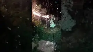 Copac aprins pe calea ferata intre Stanceni si Lunca Bradului