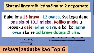 Sistem linearnih jednačina sa dve nepoznate, tekstualni zadatak sa kravom i ovcom