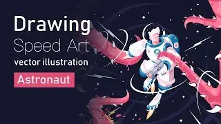 Speed Art Drawing vector illustration - Astronaut