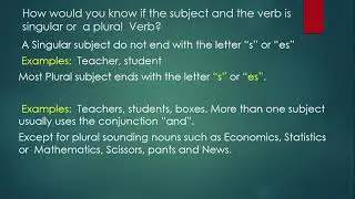 Agreement of Subject and Verb Rule Number 1 