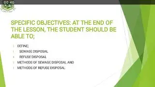 HPE - SEWAGE AND REFUSE DISPOSAL (JSS1 WK5)