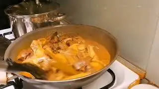 Chicken curry with lime leave +fried fresh sardines.