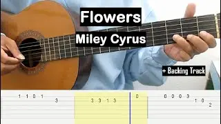 Miley Cyrus Flowers Guitar Tutorial TAB (+ Backing Track) Guitar Lessons for Beginners