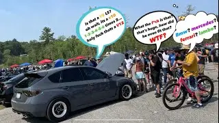 Twin Turbo V12 swapped Subaru STI reactions from Wicked Big Meet 2023 PART: 2 of 4