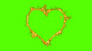 Green screen HEART SHAPE FIRE with fire particles || Green screen footage||