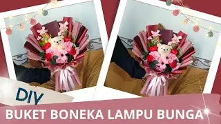 Tutorial Buket Boneka Bunga Lampu Kerlap Kerlip Mini Tumblr Lamp |DIY Buket Kado dgn Link Pembelian