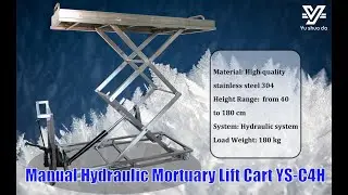 Manual Hydraulic Mortuary Lift Trolley Height Range 40-180 cm