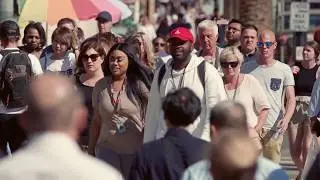 Busy Hollywood Sidewalk Crowd - Free Stock Footage 1080p HD