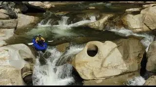 Descending the Little Kern Gorge in a packraft