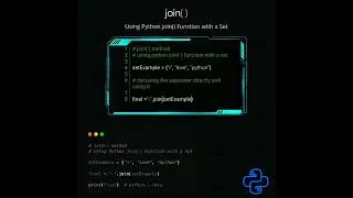 join with Set | python tutorial #shorts #python #pythonprogramming