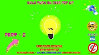 Light Bulb Turn💡On Animation Green Screen With Idea Pop Up Sound Effect🔊No Copyright Strike✔️