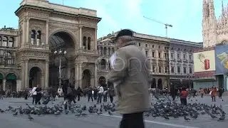 People Walking In The Piazza Del Duomo In Milan, Italy. Stock Footage