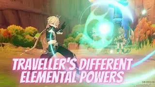 Traveller Showcasing His Different Elemental Powers Genshin Impact 5.0