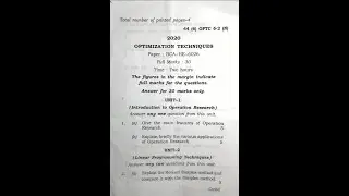 BCA 6th Semester Optimization technique question paper final exam || Optimization technique q paper