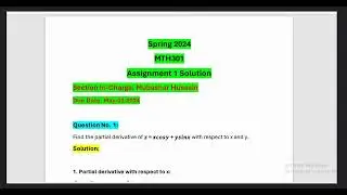 MTH301 Assignment 1 Solution Spring 2024 || In-charge: Mubashar Hussain || VU Zone