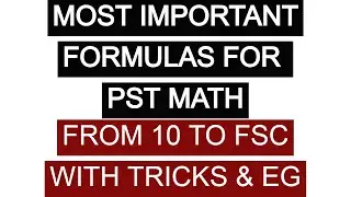 MOST IMPORTANT FORMULAS  FOR PST NTS TEST CONDUCTE AT 07- 02- 2021 MATH PART WITH NEW PATTEREN