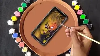 Maa Durga Sora painting/ maa Durga Drawing on clay pot/ durga puja drawing/ #maadurga