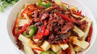 Crispy Loaded Yam Fries | Yam Chips