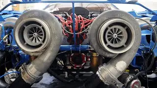 Monster Big Turbo Engines Starting Up and Sound