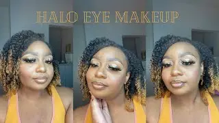 Halo eye makeup ft rhinestones #makeupartist #subscribe