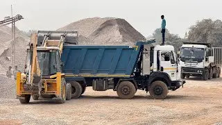 Jcb 3dx Backhoe With Tata Truck And Bharatbenz Loading Greet In Greet Mining | Jcb Loading
