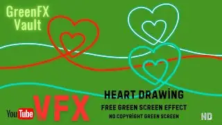 Heart Drawing Neon Lines – Free Green Screen Effect (HD)