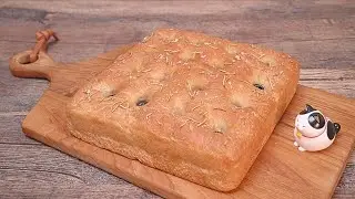 [No music] How to make fluffy focaccia [Recipe] [Bread making]