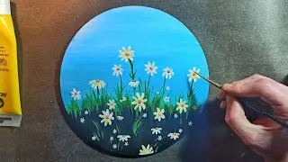 Acrylic painting for beginner / tutorial easy flowers painting / აკრილის საღებავებით  ხატვა