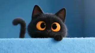 Adorable Black Kitten With Big Amber Eyes Live Wallpaper