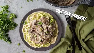 Easy Keto Beef Stroganoff Recipe in One Pan!